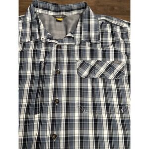 Eddie Bauer Mens XL Tall TXL Blue Plaid Venter Button Shirt Performance‎
